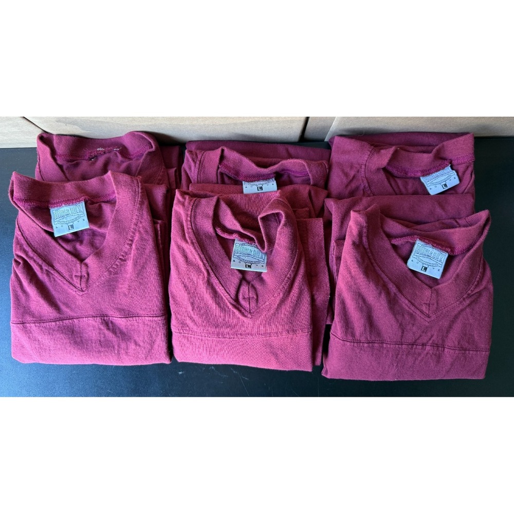 VTG Lot of 6 Womens Sz Large Bugle Boy Active Burgundy T Shirt Blanks